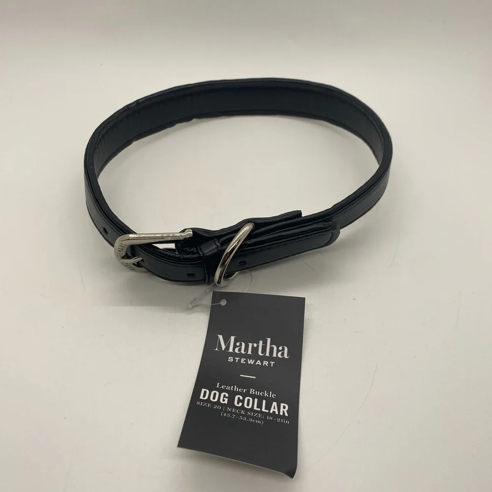 NWT Martha Stewart Dog Collar Vegan Leather. Black. Size 20 neck 18-21” Large